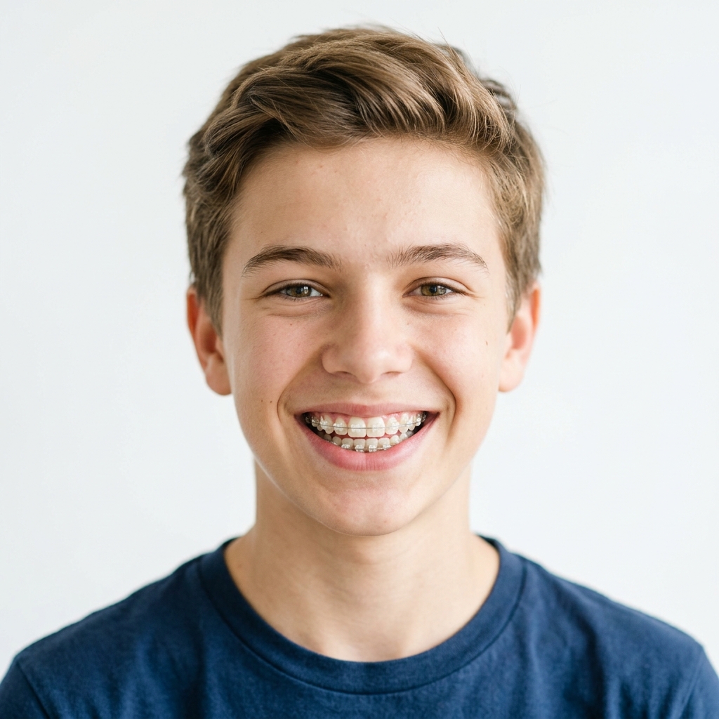 Smiling boy with braces